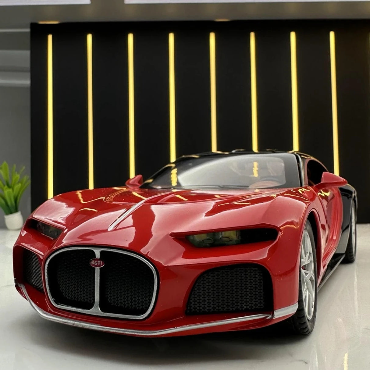 Bugatti 2015 Atlantic Red 1:24 – Modelo de exhibición de fundición a presión