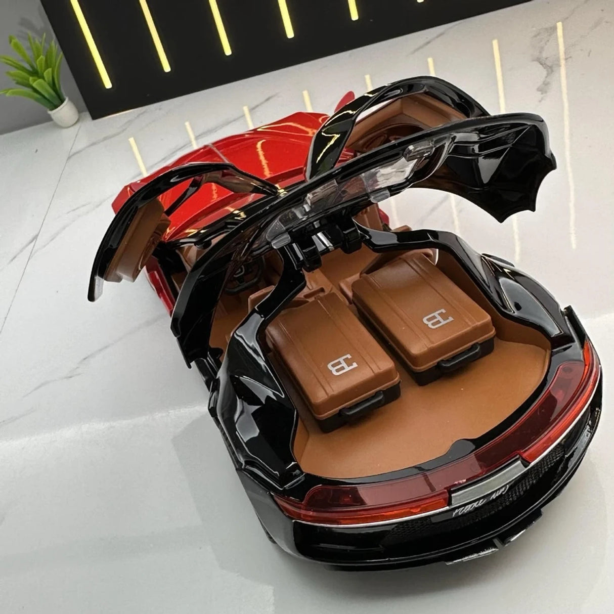 Bugatti 2015 Atlantic Red 1:24 – Modelo de exhibición de fundición a presión