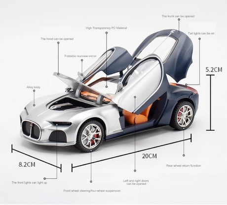 [TOY] 1:24 Bugatti 2015 Atlantic Silver Model Car Die-Cast