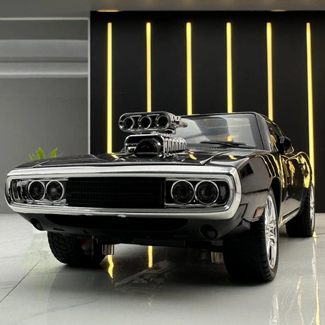 [TOY] 1:24 Dodge 1970 Challenger TA Black Model Car Die-Cast