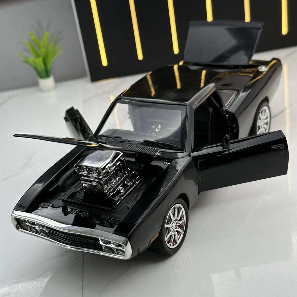 [TOY] 1:24 Dodge 1970 Challenger TA Black Model Car Die-Cast
