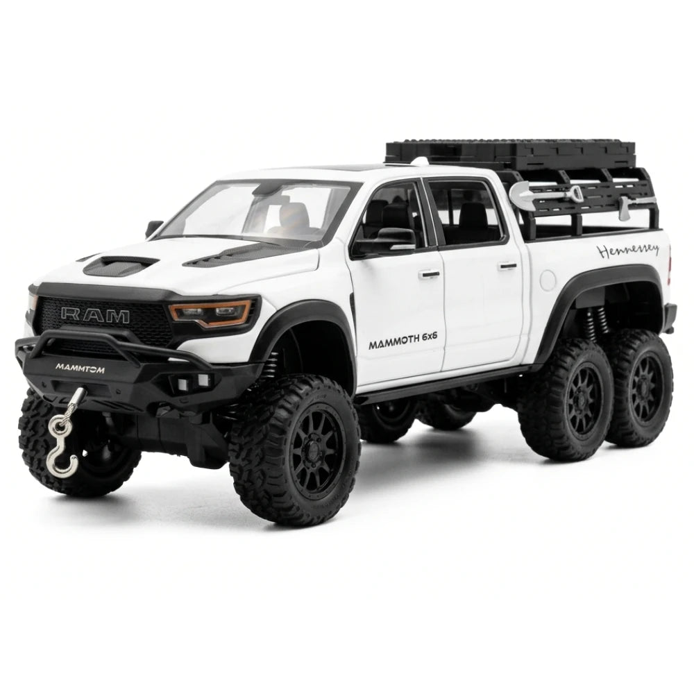 [TOY] 1:24 Dodge RAM 2021 1500 TRX Mammoth 6x6 White Model Car Die-Cast