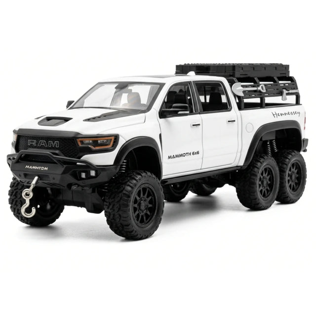 [TOY] 1:24 Dodge RAM 2021 1500 TRX Mammoth 6x6 White Model Car Die-Cast