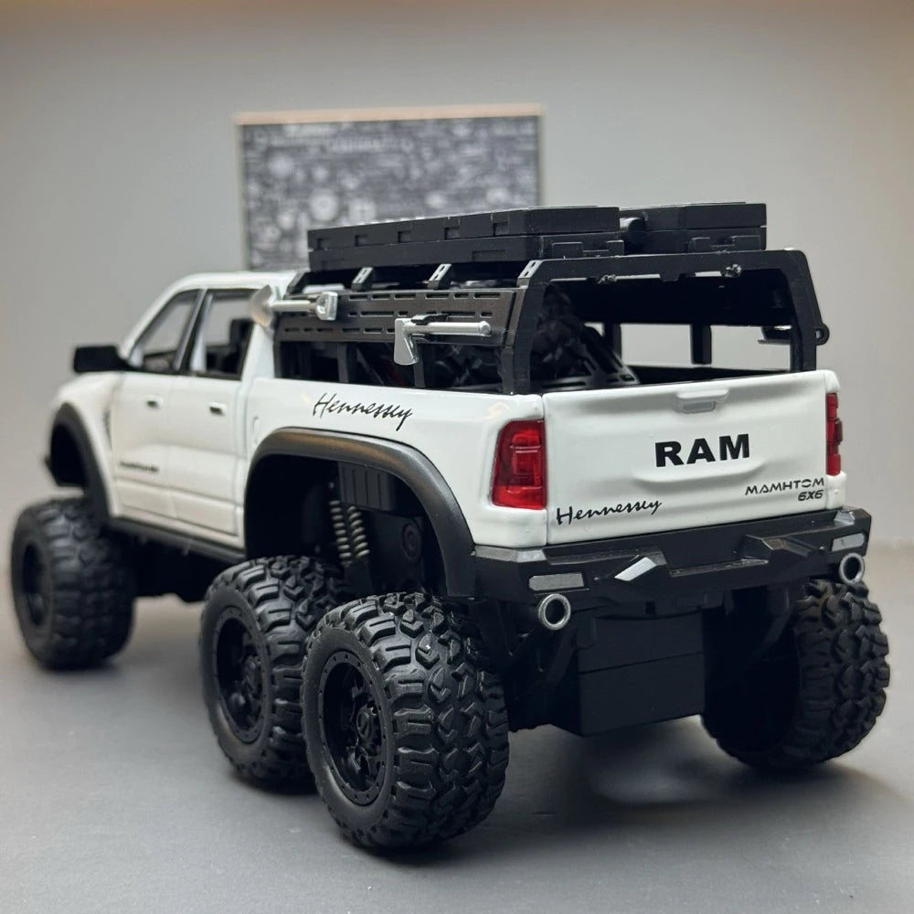 [TOY] 1:24 Dodge RAM 2021 1500 TRX Mammoth 6x6 White Model Car Die-Cast