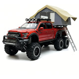 فورد 2020 F-150 رابتور 6x6 تخييم طرق وعرة RV Red 1:24 – نموذج عرض مصبوب، مصبوب.