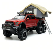 Ford 2020 F-150 Raptor 6x6 Off-Road Camping RV الأحمر 1:24 – مجسم سيارة معدني للعرض