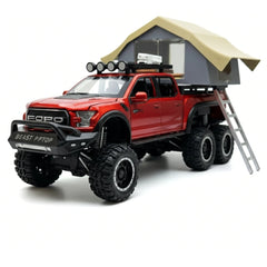 [TOY] 1:24 Ford 2020 F-150 Raptor 6x6 Off-Road Camping RV Red Model Car Die-Cast