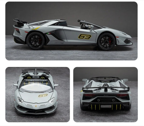 [TOY] 1:24 Lamborghini 2018 Aventador LP770-4 SVJ harmaa pienoismalli Die-Cast
