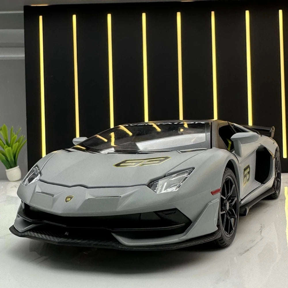 [TOY] 1:24 Lamborghini 2018 Aventador LP770-4 SVJ Gray Model Car Die-Cast