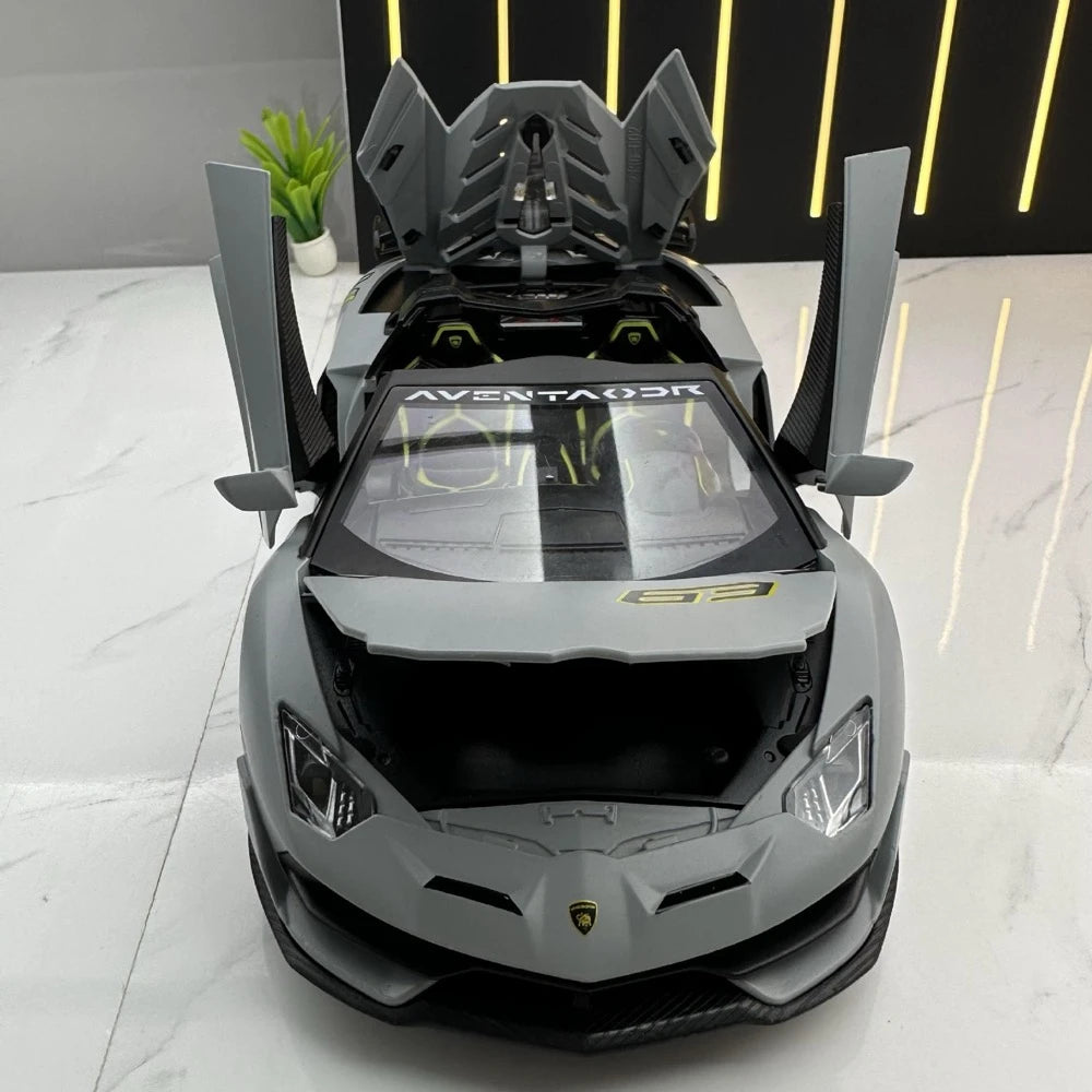 [TOY] 1:24 Lamborghini 2018 Aventador LP770-4 SVJ Gray Model Car Die-Cast
