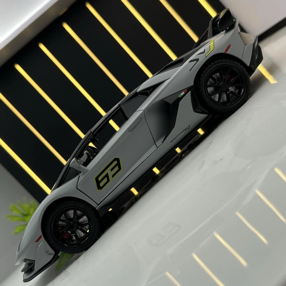 [TOY] 1:24 Lamborghini 2018 Aventador LP770-4 SVJ Gray Model Car Die-Cast