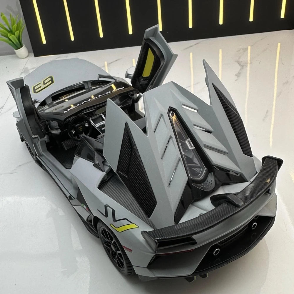 [TOY] 1:24 Lamborghini 2018 Aventador LP770-4 SVJ Gray Model Car Die-Cast