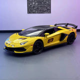 [TOY] 1:24 Lamborghini 2018 Aventador LP770-4 SVJ Yellow Model Car Die-Cast