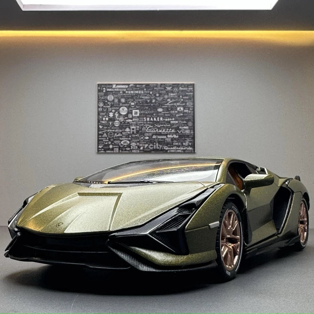 [TOY] 1:24 Lamborghini 2020 Sian FKP 37 verde modellino di auto Die-Cast