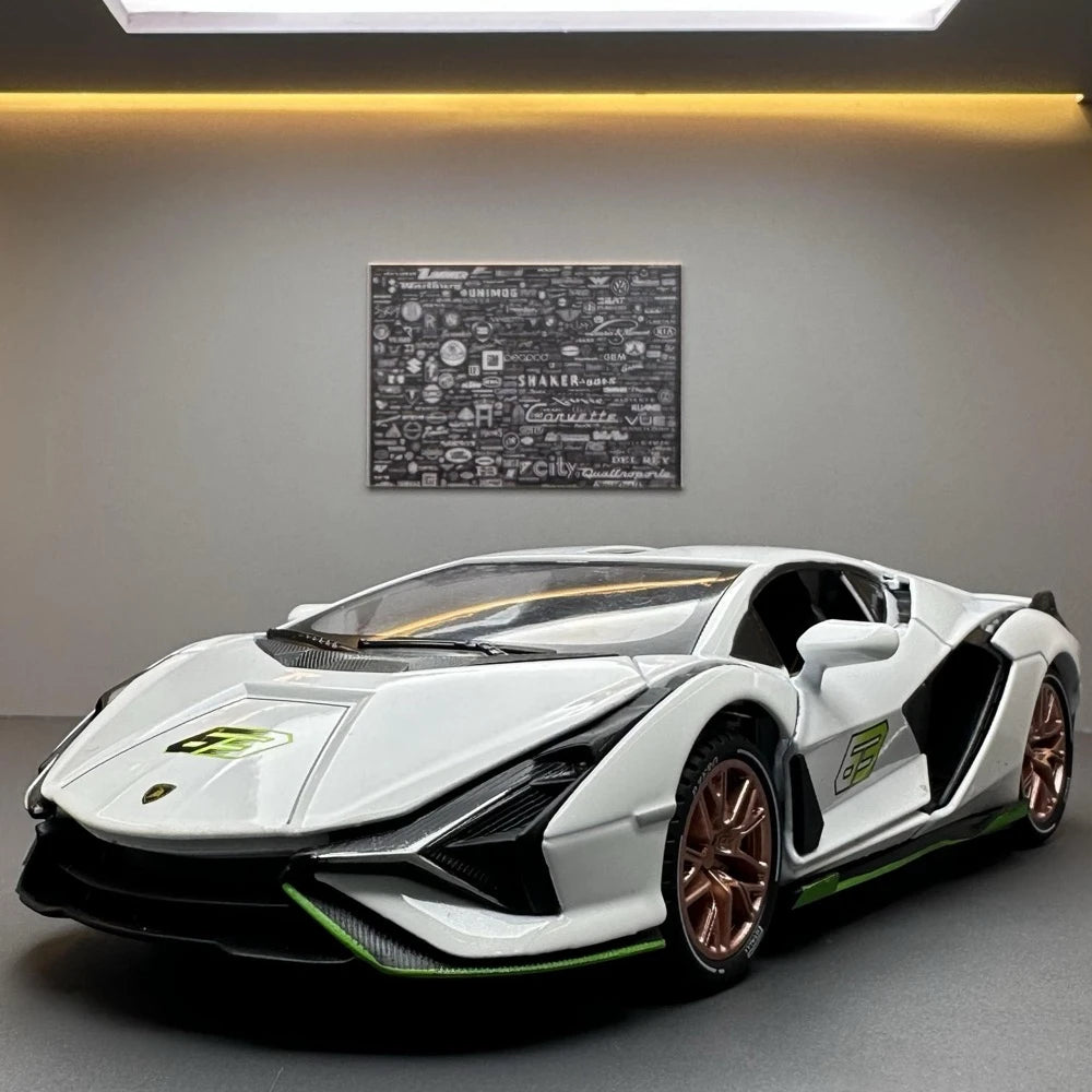 [TOY] 1:24 Lamborghini 2020 Sian FKP 37 White Model Car Die-Cast