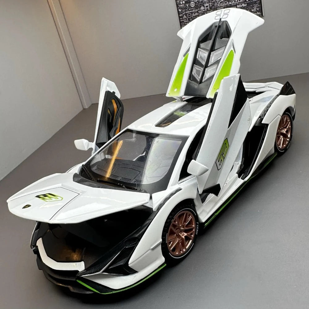 [TOY] 1:24 Lamborghini 2020 Sian FKP 37 blanc voiture miniature Die-Cast