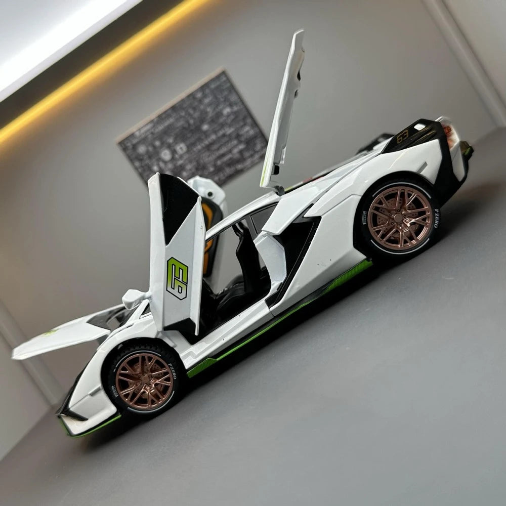 [TOY] 1:24 Lamborghini 2020 Sian FKP 37 blanc voiture miniature Die-Cast