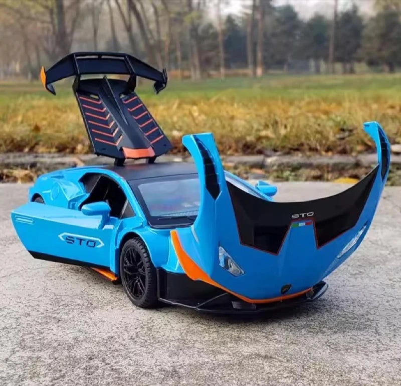 [TOY] 1:24 Lamborghini 2023 Huracan STO Blue Model Car Die-Cast
