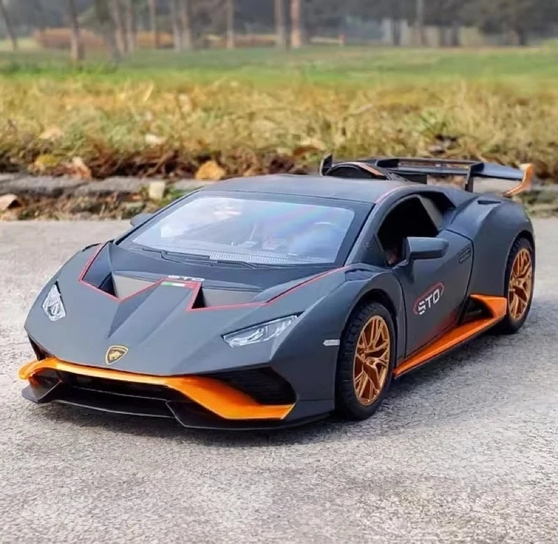 [TOY] 1:24 Lamborghini 2023 Huracan STO Gray Model Car Die-Cast
