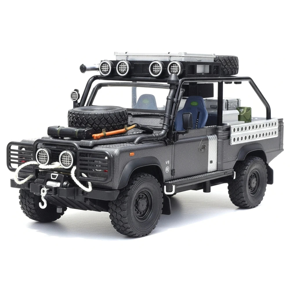 [TOY] 1:24 Land Rover 2001 Defender 110 Tomb Raider Gray Model Car Die-Cast