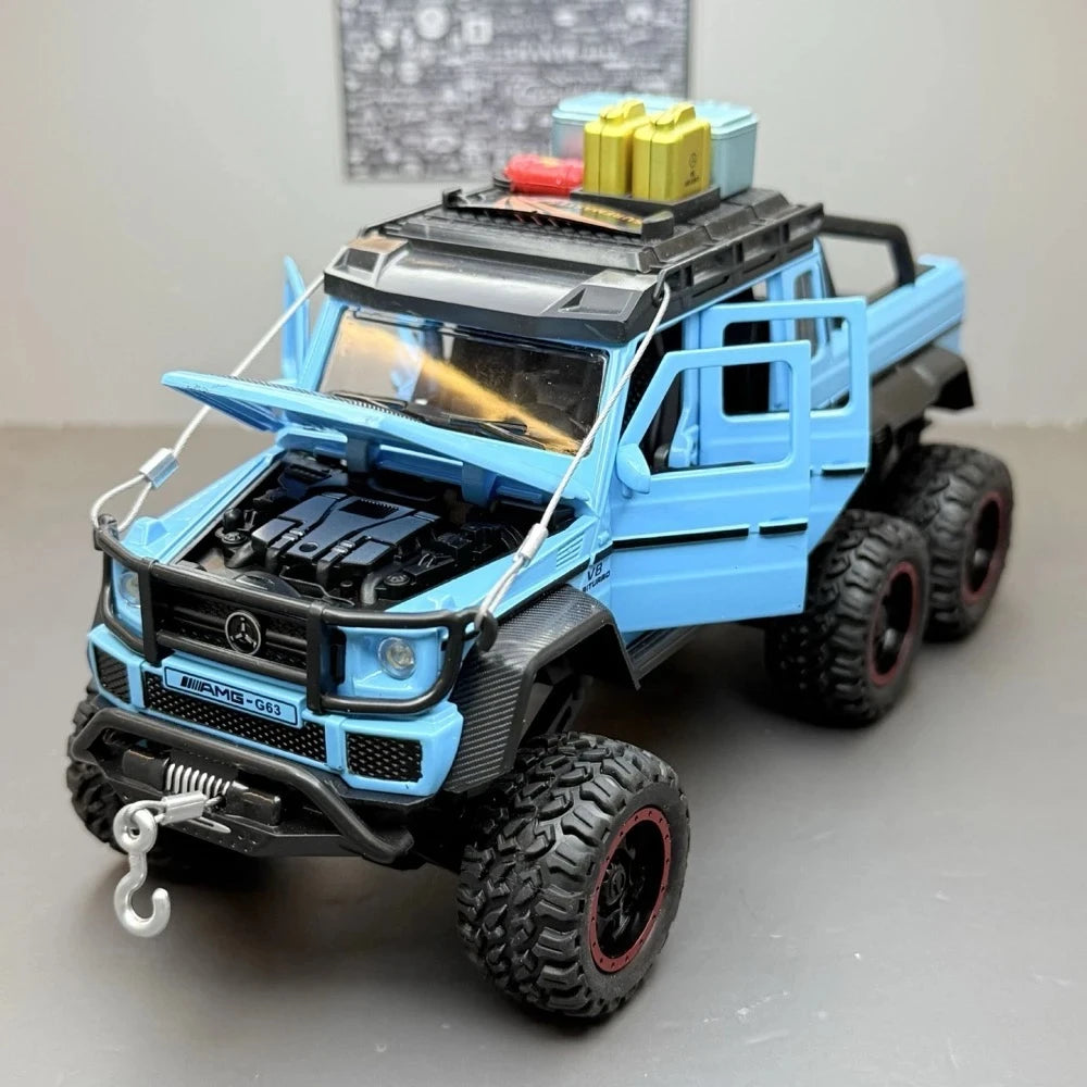 [TOY] 1:24 Mercedes-AMG 2013 G63 6x6 Off Road blauw modelauto Die-Cast