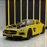 [TOY] 1:24 Mercedes-Benz 2013 SLS AMG noir Series jaune voiture miniature Die-Cast