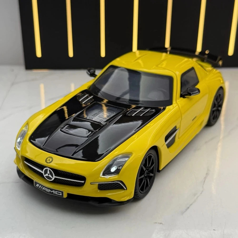 [TOY] 1:24 Mercedes-Benz 2013 SLS AMG noir Series jaune voiture miniature Die-Cast