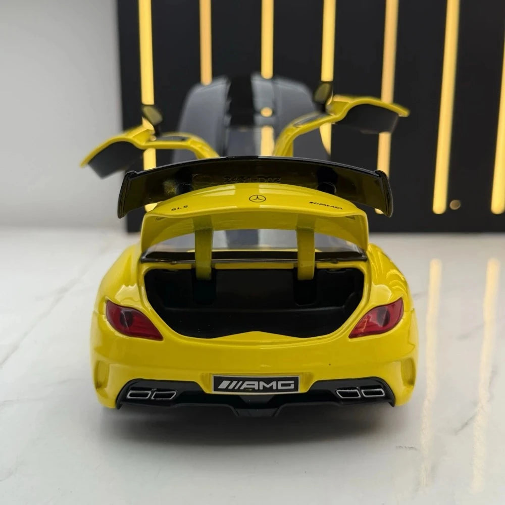 [TOY] 1:24 Mercedes-Benz 2013 SLS AMG noir Series jaune voiture miniature Die-Cast
