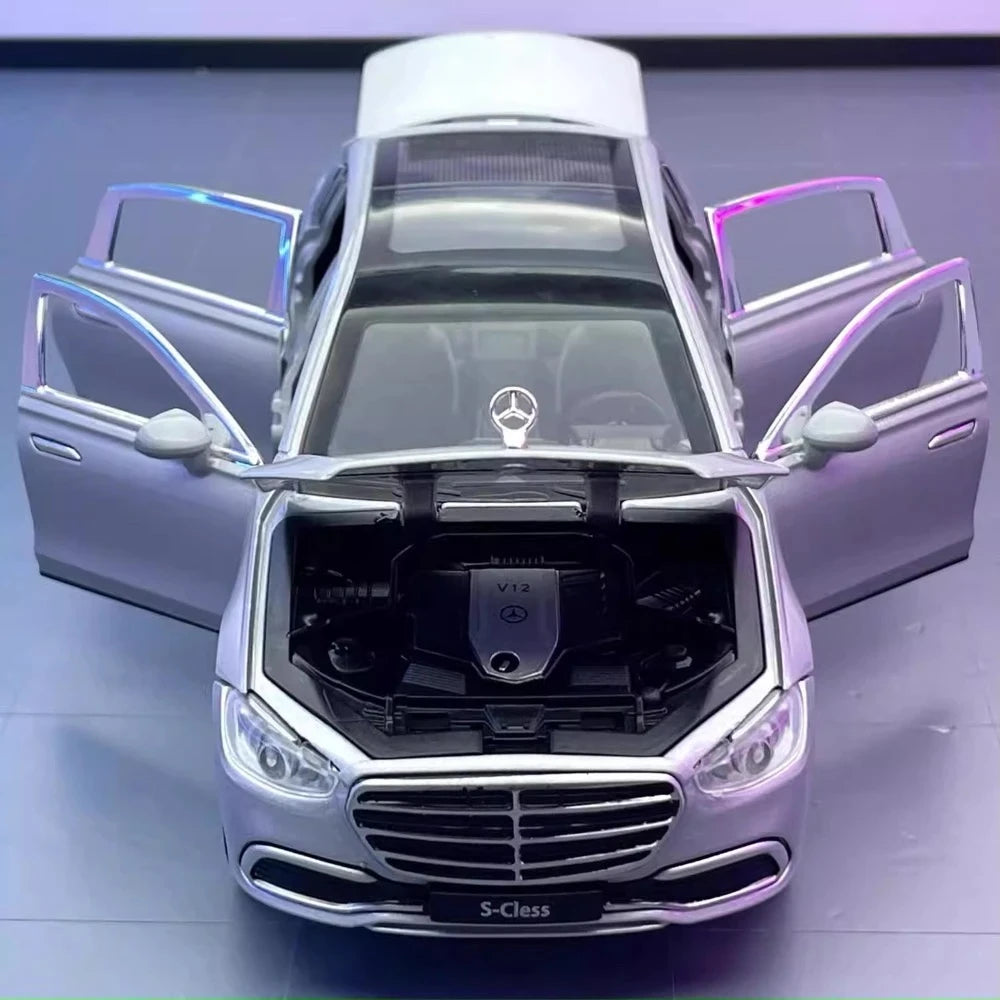 [TOY] 1:24 Mercedes-Benz 2020 S400L Silver Model Car Die-Cast