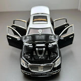 Mercedes-Maybach 2023 S600 Silver Black 1:24 – نموذج عرض معدني مصبوب، مصبوب.