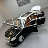 Mercedes-Maybach 2023 S600 Silver Black 1:24 – نموذج عرض معدني مصبوب، مصبوب.