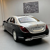 Mercedes-Maybach 2023 S600 Silver Black 1:24 – نموذج عرض معدني مصبوب، مصبوب.