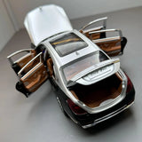 Mercedes-Maybach 2023 S600 Silver Black 1:24 – نموذج عرض معدني مصبوب، مصبوب.