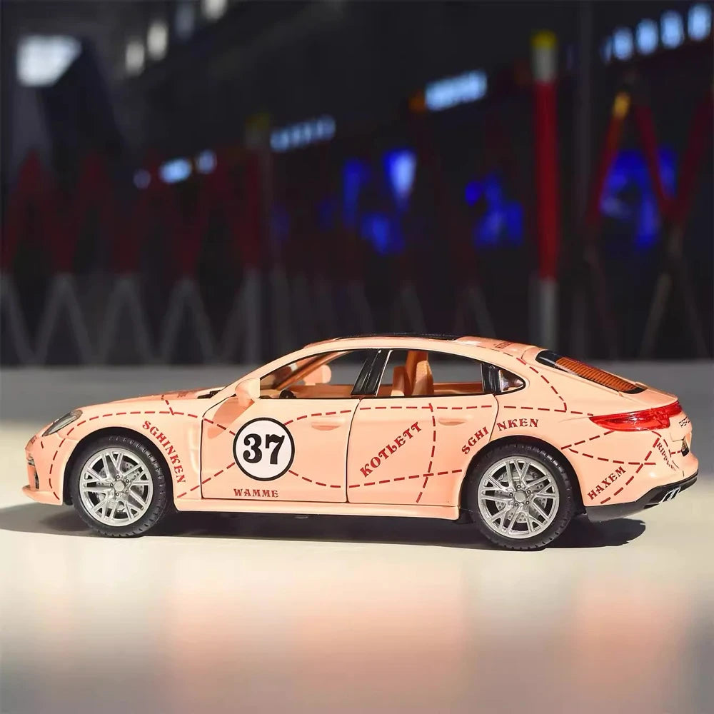 [TOY] 1:24 Porsche 2017 Panamera Pink Pig Model Car Die-Cast