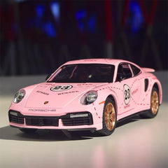 [TOY] 1:24 Porsche 2021 911 Turbo S rosa Pig modellino di auto Die-Cast
