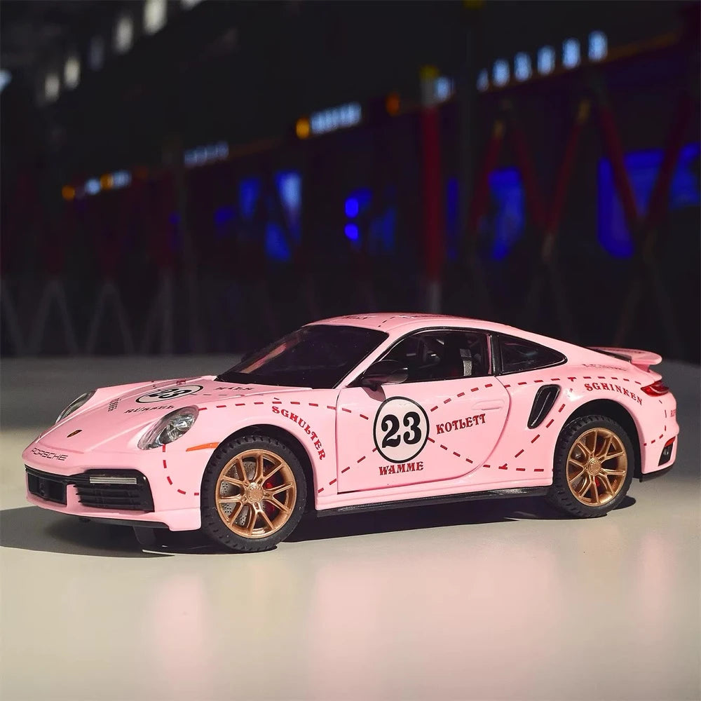 [TOY] 1:24 Porsche 2021 911 Turbo S Pink Pig Model Car Die-Cast