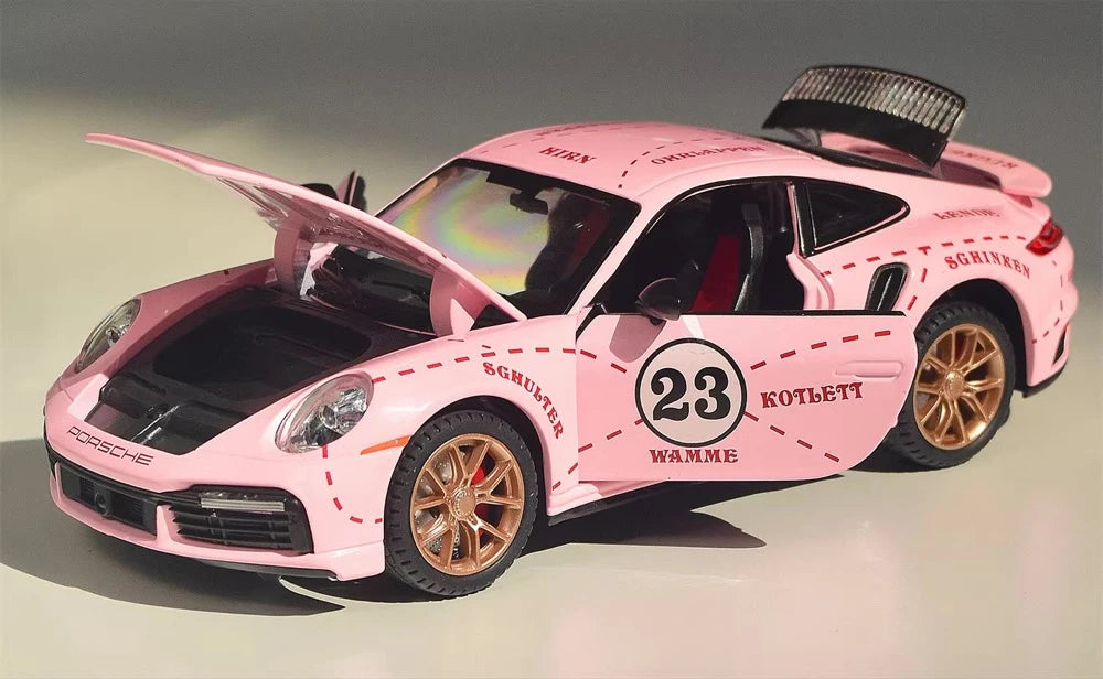 [TOY] 1:24 Porsche 2021 911 Turbo S Pink Pig Model Car Die-Cast