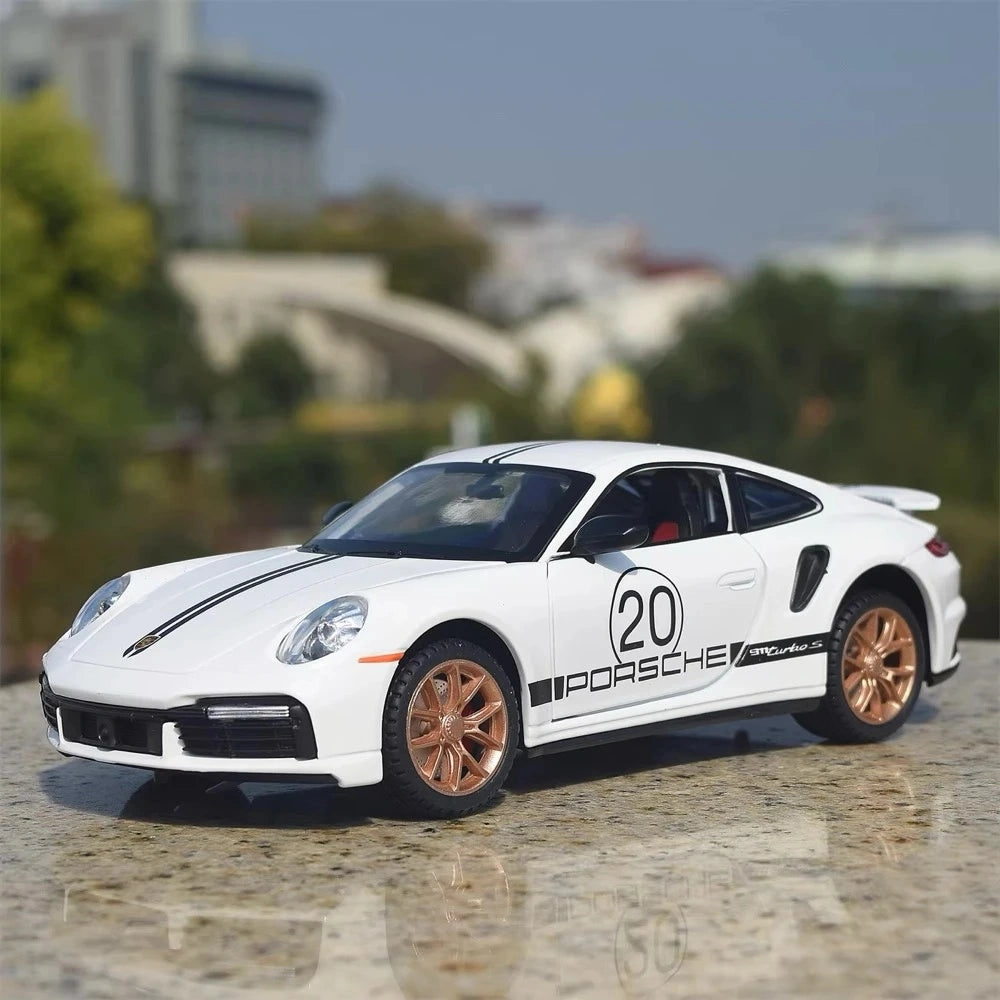 [TOY] 1:24 Porsche 2021 911 Turbo S White Model Car Die-Cast