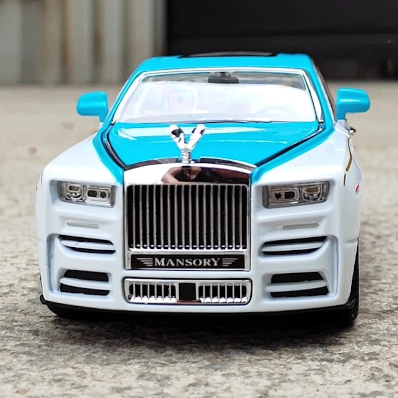 [TOY] 1:24 Rolls-Royce 2017 Phantom Mansory bianco & blu modellino di auto Die-Cast