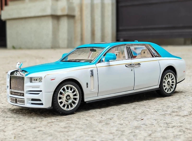 [TOY] 1:24 Rolls-Royce 2017 Phantom Mansory ホワイト & ブルー モデルカー Die-Cast