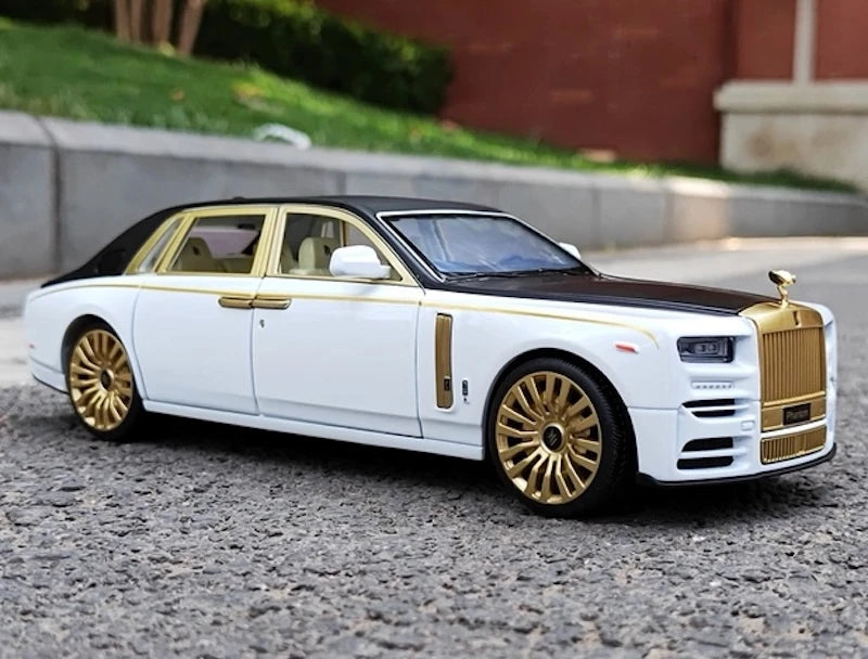 [TOY] 1:24 Rolls-Royce 2017 Phantom Mansory White & Gold Model Car Die-Cast