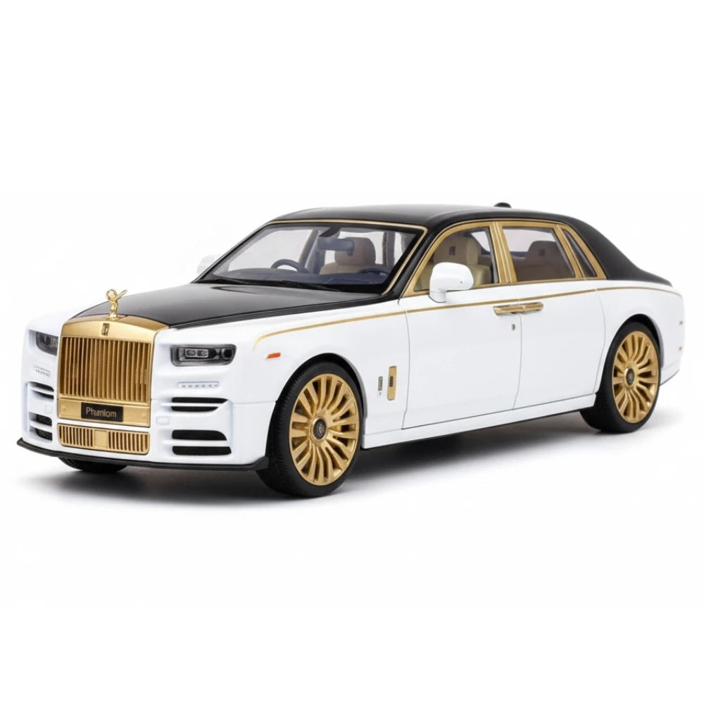 [TOY] 1:24 Rolls-Royce 2017 Phantom Mansory White & Gold Model Car Die-Cast
