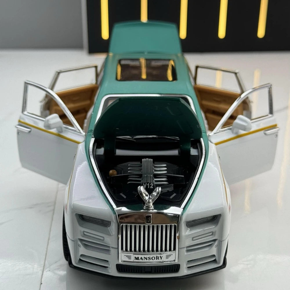 [TOY] 1:24 Rolls-Royce 2017 Phantom Mansory White & Green Model Car Die-Cast