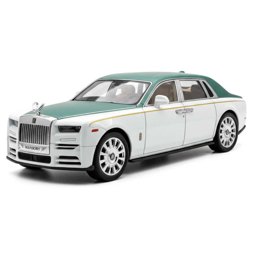 [TOY] 1:24 Rolls-Royce 2017 Phantom Mansory White & Green Model Car Die-Cast