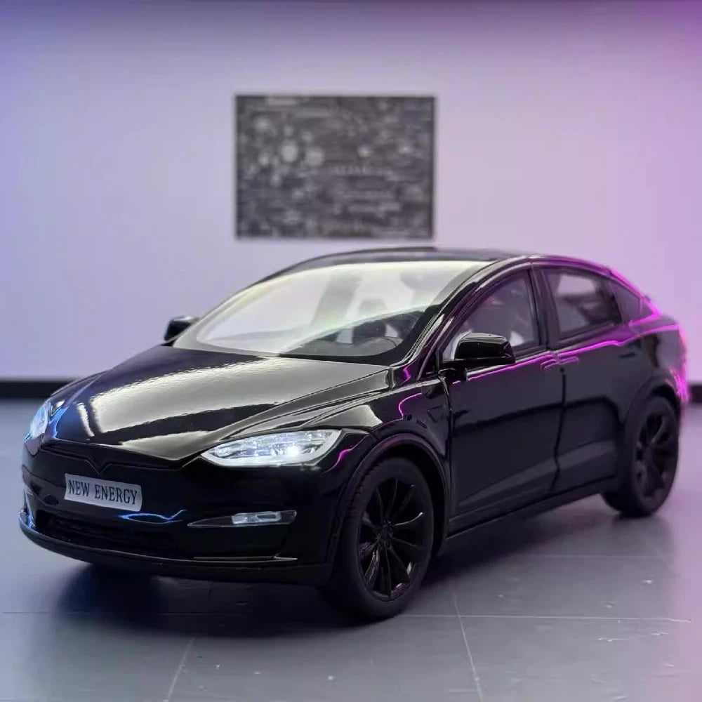 [TOY] 1:24 Tesla 2024 Model X Plaid Black Model Car Die-Cast