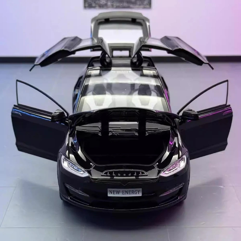 [TOY] 1:24 Tesla 2024 Model X Plaid Black Model Car Die-Cast
