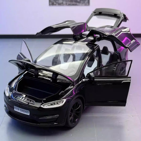 [TOY] 1:24 Tesla 2024 Model X Plaid Black Model Car Die-Cast