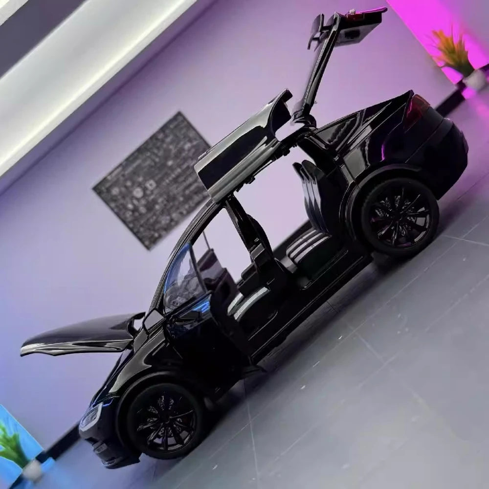 [TOY] 1:24 Tesla 2024 Model X Plaid Black Model Car Die-Cast