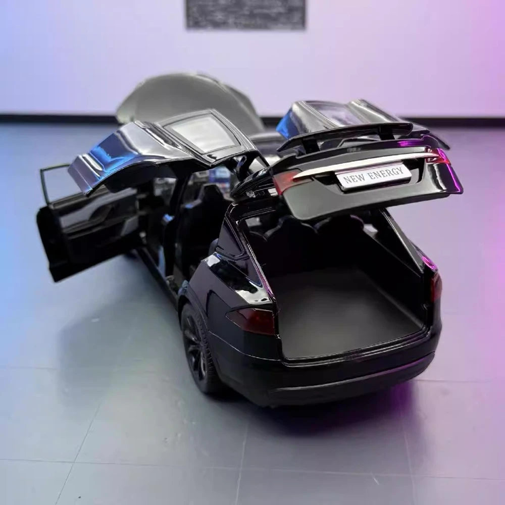 [TOY] 1:24 Tesla 2024 Model X Plaid Black Model Car Die-Cast