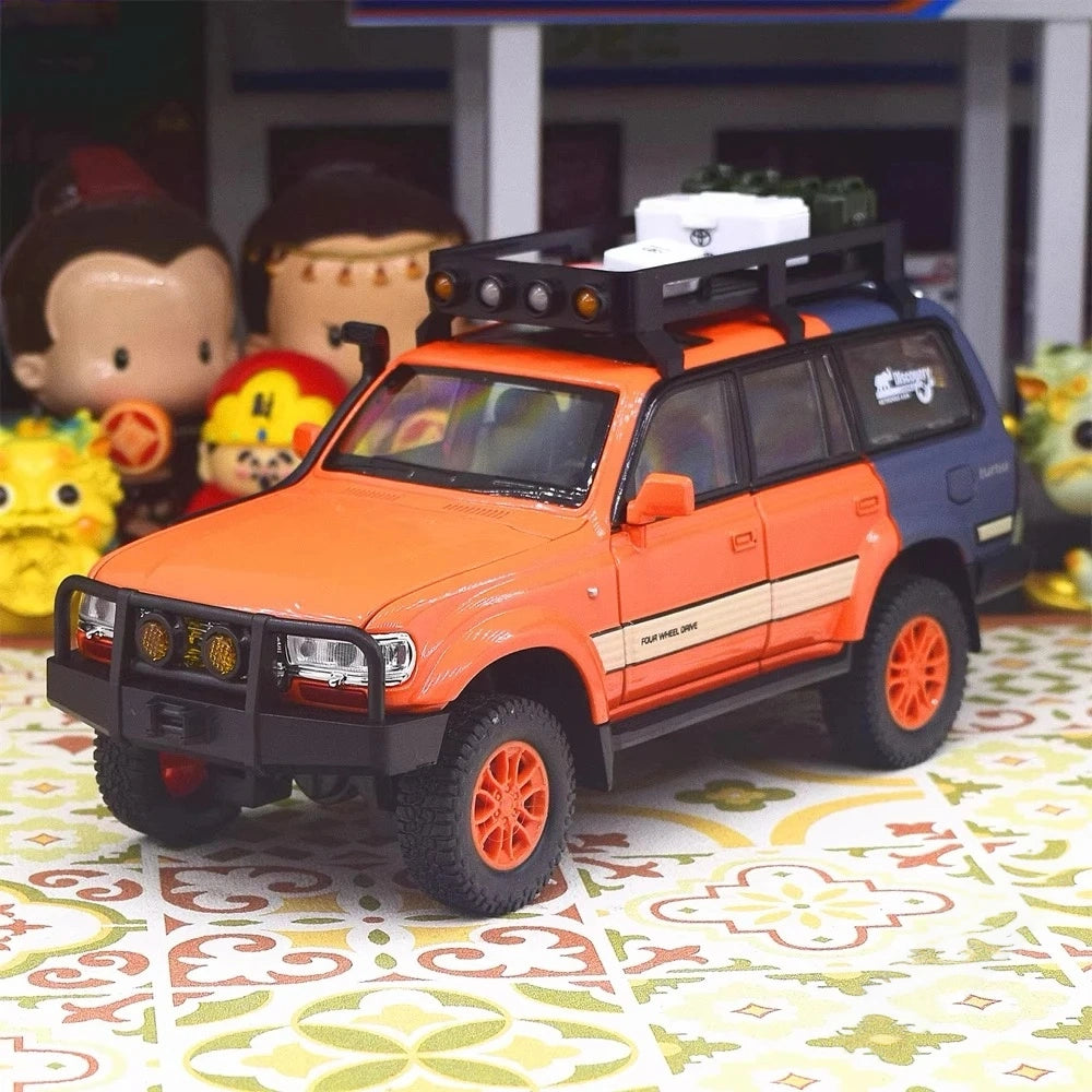 [TOY] 1:24 Toyota 1990 Land Cruiser LC80 Orange Model Car Die-Cast